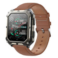 Square aluminium alloy smart watch with black silicone strap on wrist, showing touch and key interface, for Bluetooth call outdoor use