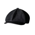 Black Japanese denim fabric six-panel retro beret hat for men and women unisex cotton cap
