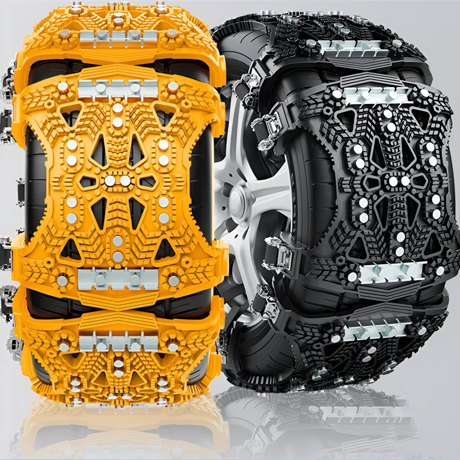 Universal nonskid chain with steel plate gear, black, for car or SUV, with installation tools