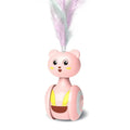 Rotating cat interactive feather wand toy with bumbler design in pink or blue colour options