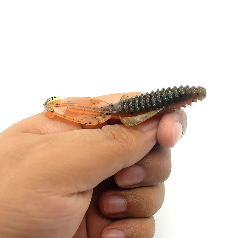 Soft plastic fishing lure in various colours showing 8cm and 12cm size options