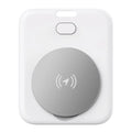 White ABS anti-lost locator pet tracking device for Apple users with alarm function on blue background