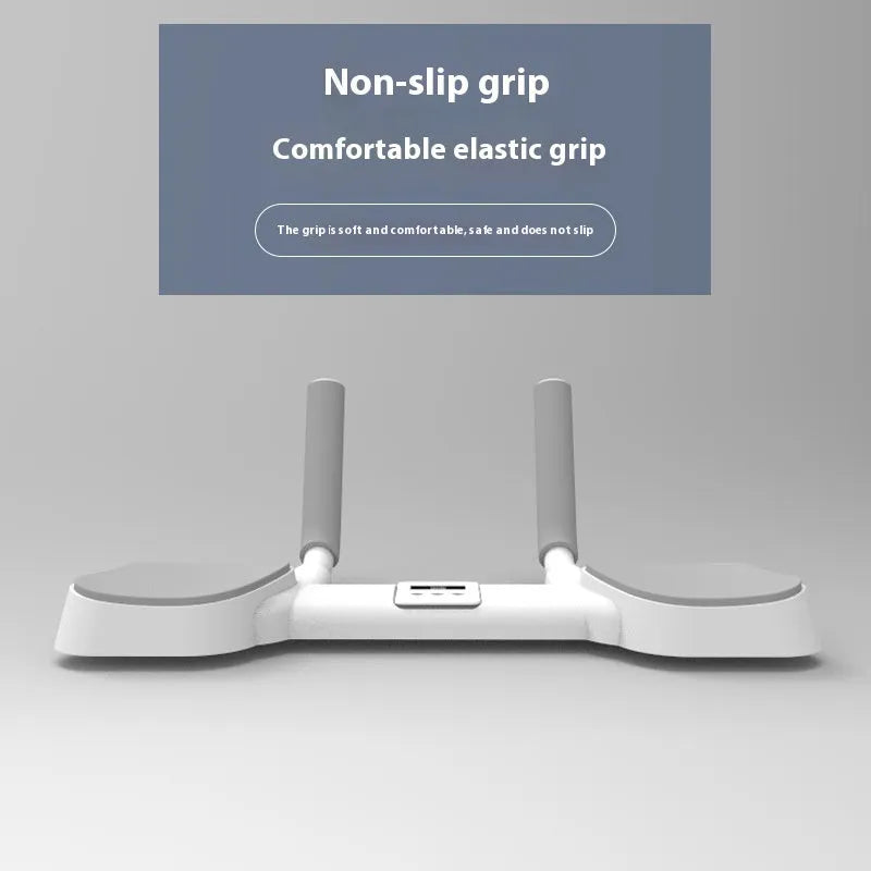 White household flat support trainer with alloy aluminium frame on a wooden floor.