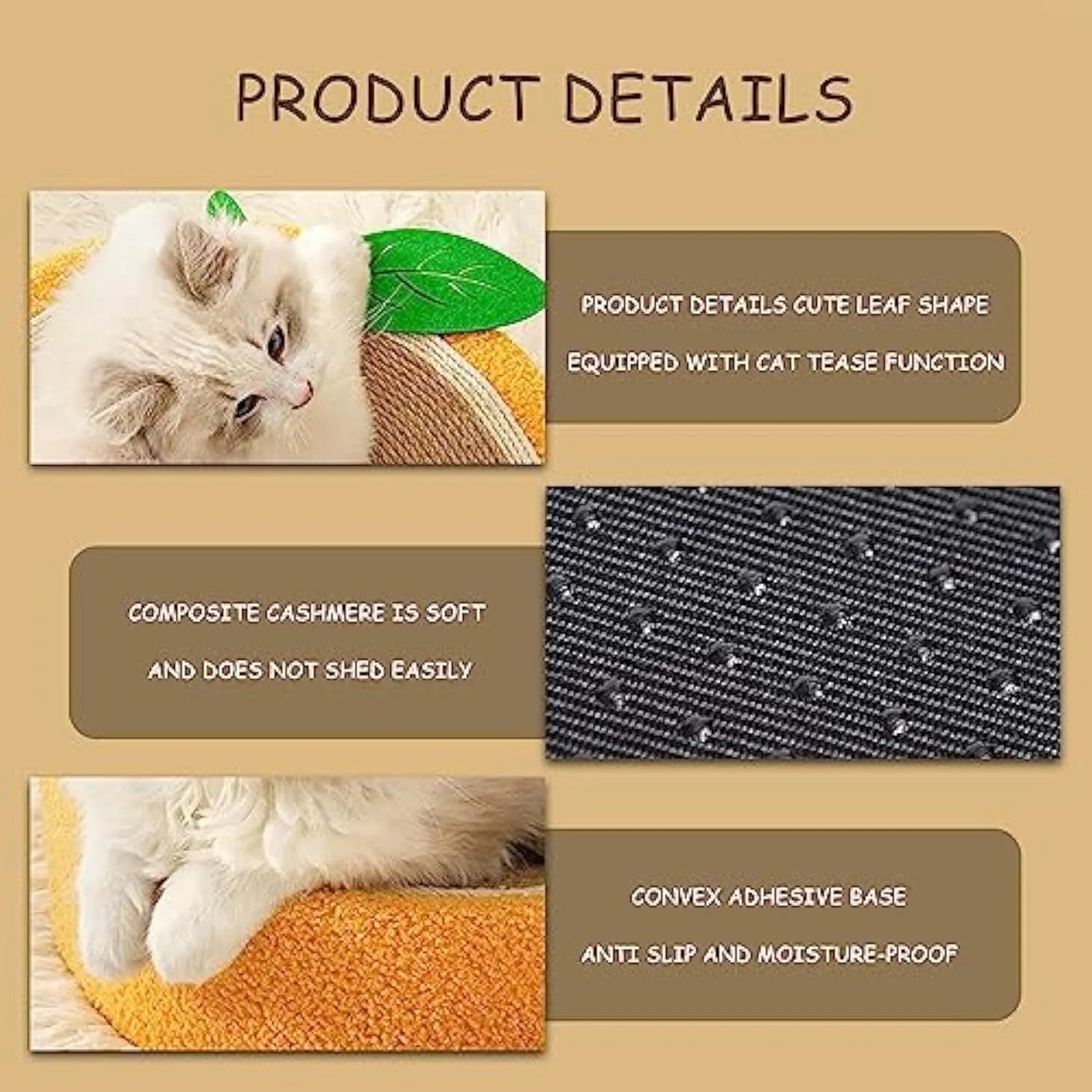 Orange fruit-shaped sisal cat scratching board with concave bed centre for small cats