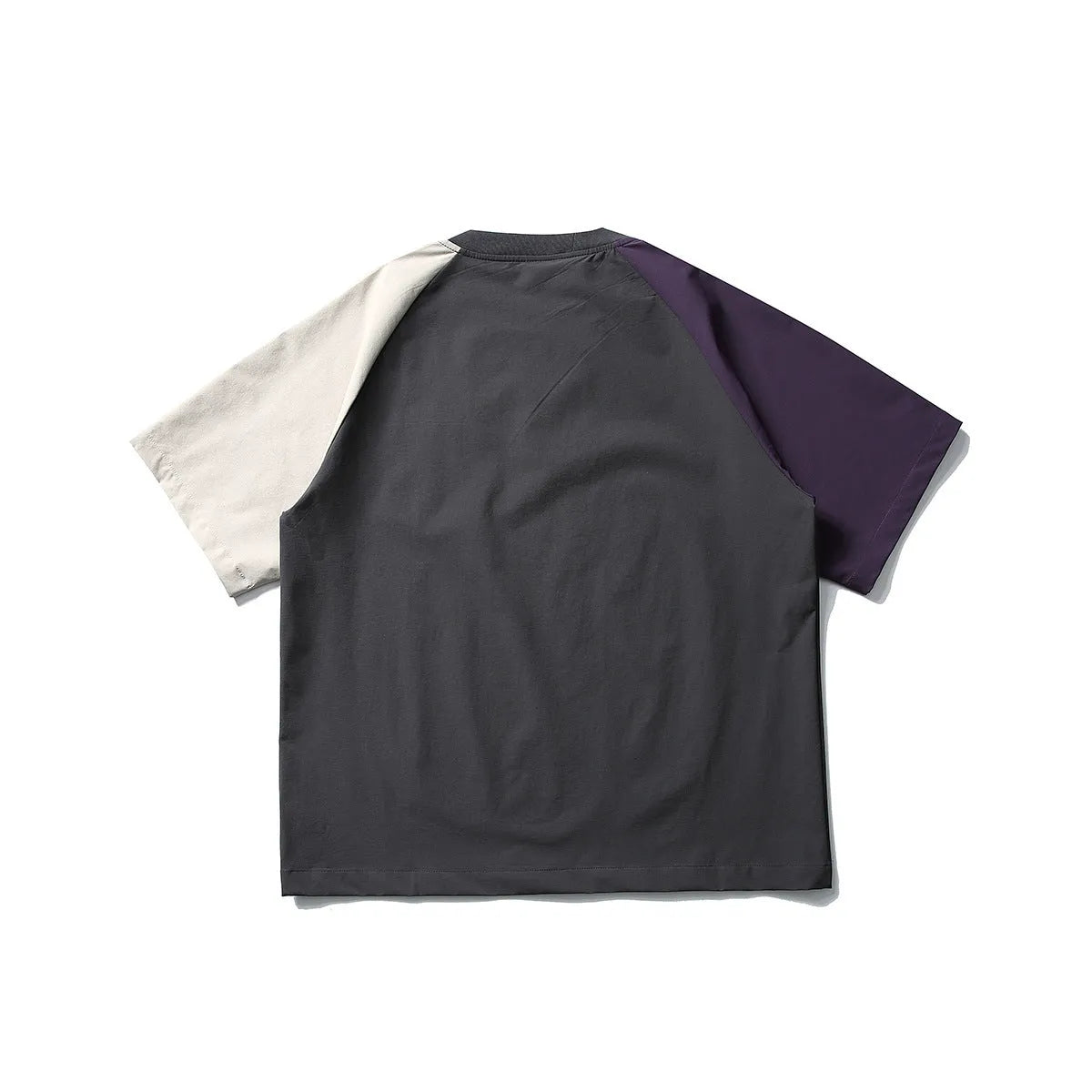 Dark grey loose fit T-shirt with contrast raglan sleeves for leisure wear