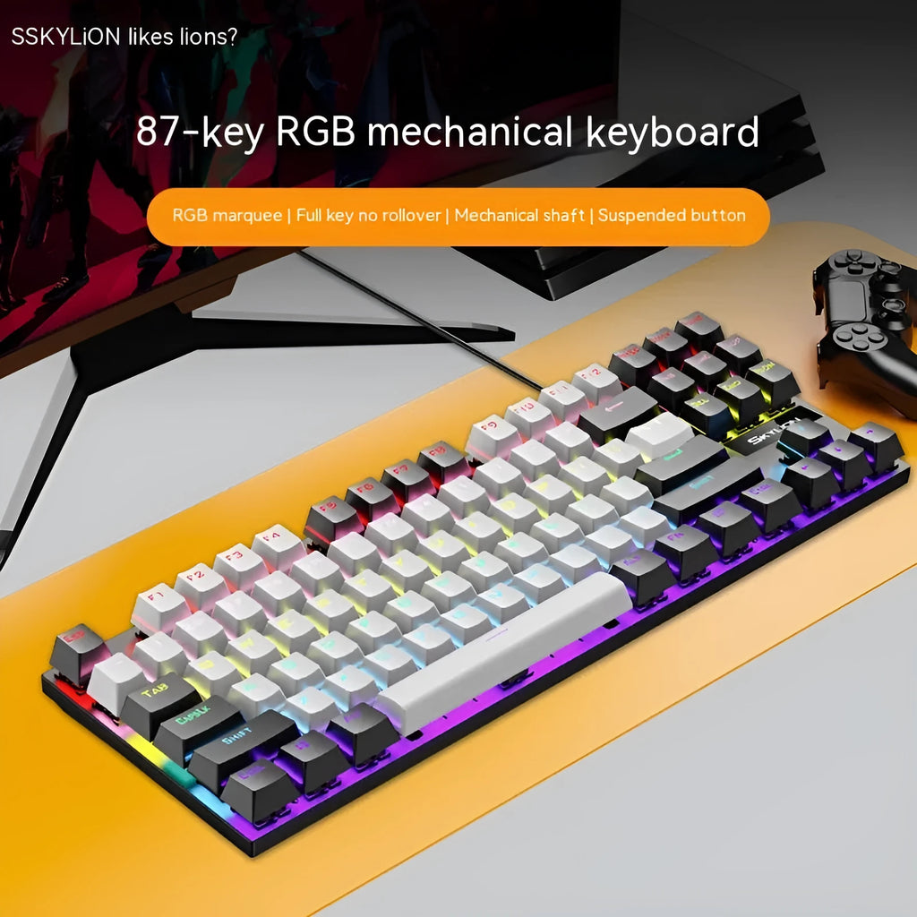 K87 mechanical keyboard with metal construction and choice of green axis or red axis switches