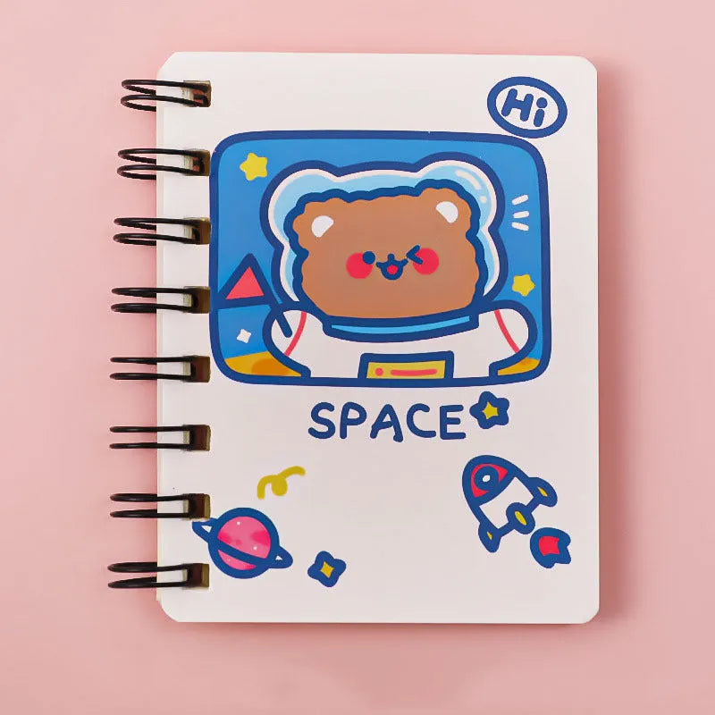 Astronaut Flipped Portable Pocket Notebook with space-themed cover design showing 10.5cm x 8cm dimensions