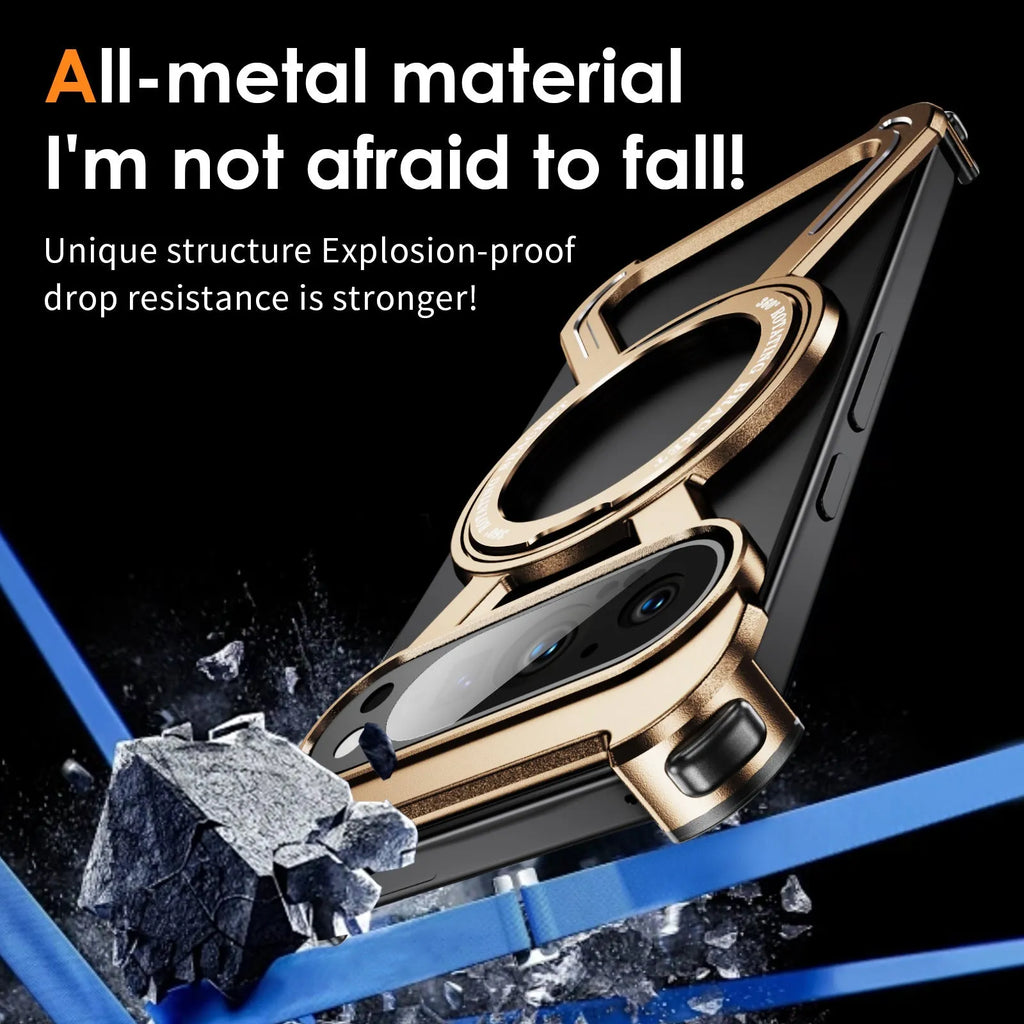 Black metal magnetic rotating bracket phone case for Google Pixel 9 Pro