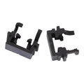 Black plastic LED headlight adapter holder for Ford cars, shown next to a ruler for scale.