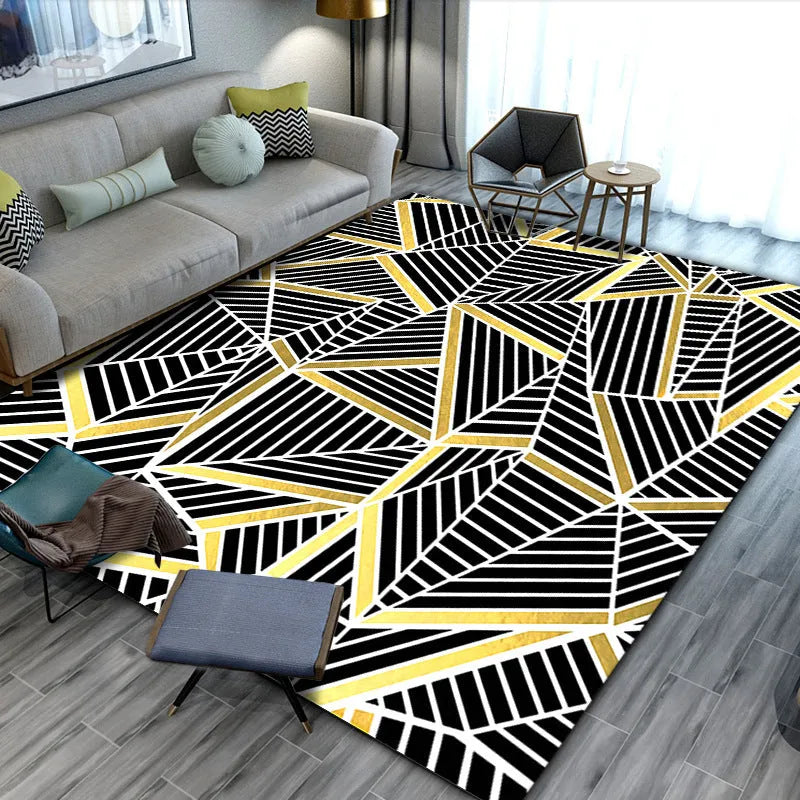 Modern minimalist geometric abstract machine woven crystal velvet polyester fibre rectangle carpet in multiple colours and sizes