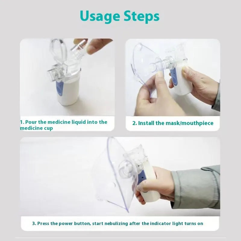 Columnar-shaped plastic handheld nebuliser spray machine with USB connection cable