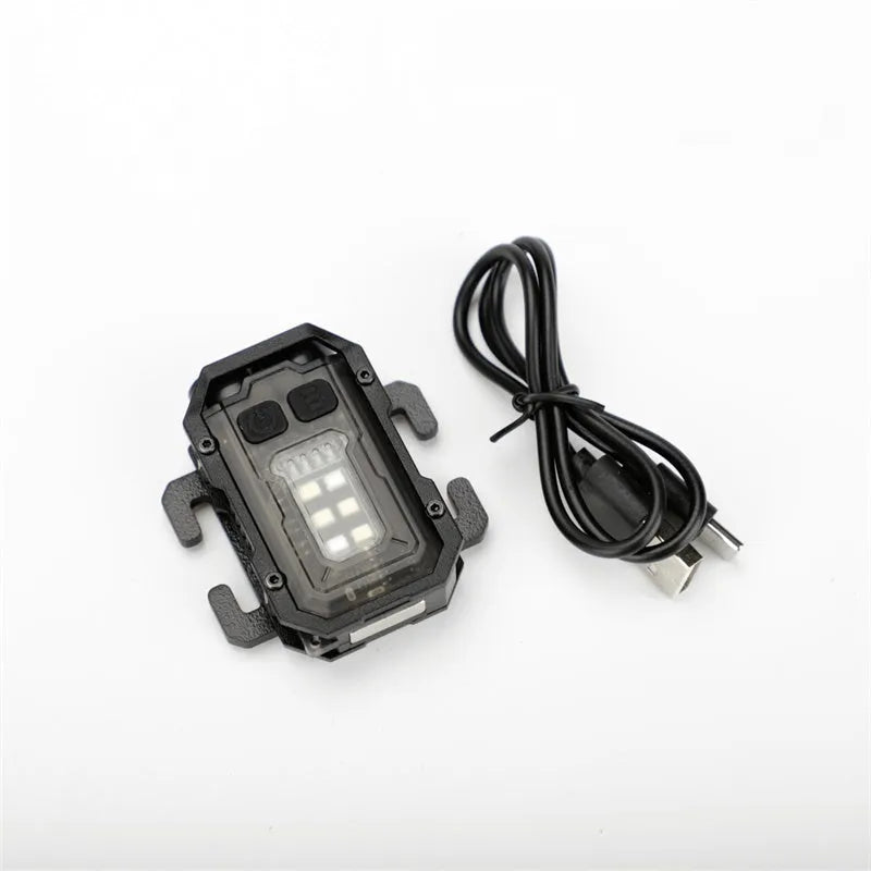 Portable tactical mini flashlight with USB charging cable and clip for outdoor backpack mount