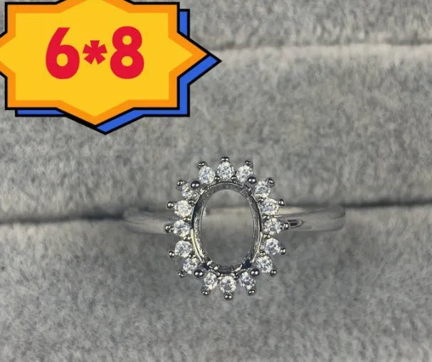 Korean style oval denier ring ornament with electroplated copper and 6*8mm stone