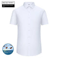 Men's slim fit waterproof bamboo fibre business shirt with square collar.