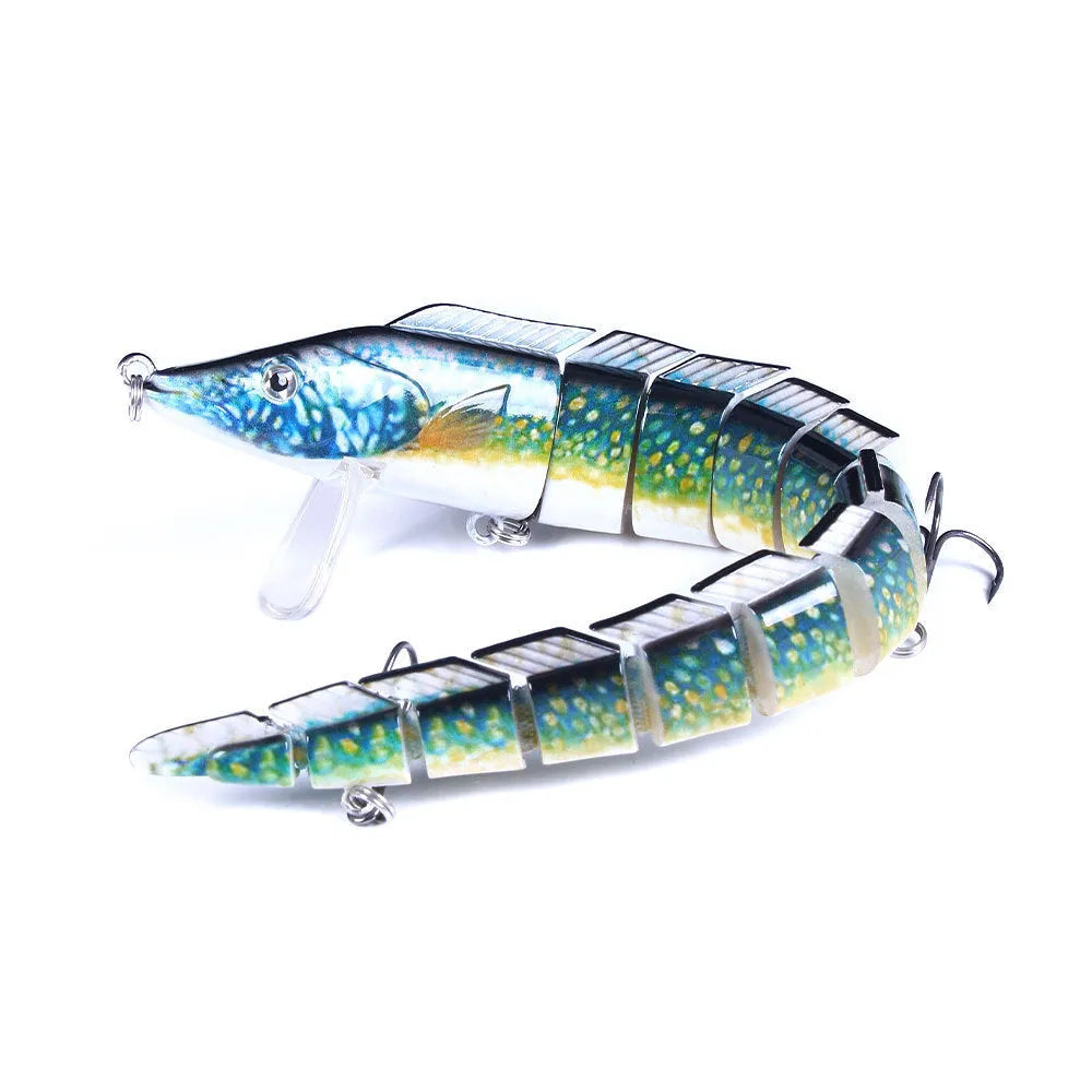 Multi-section simulated loach fishing lure, 23cm long, shown in one of five colour options.