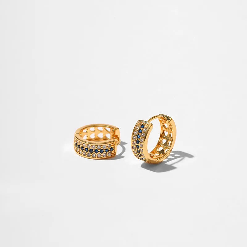 Round geometric copper earrings with electroplated 18K gold finish, KE1268 colour, for women