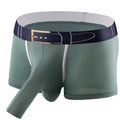 Men's solid colour Ice Silk boxers in grey, black, green, sapphire blue, sky blue and blue colours
