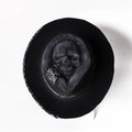 Handmade wool felt skull hat with conical crown design in skull colour for Halloween costume accessory