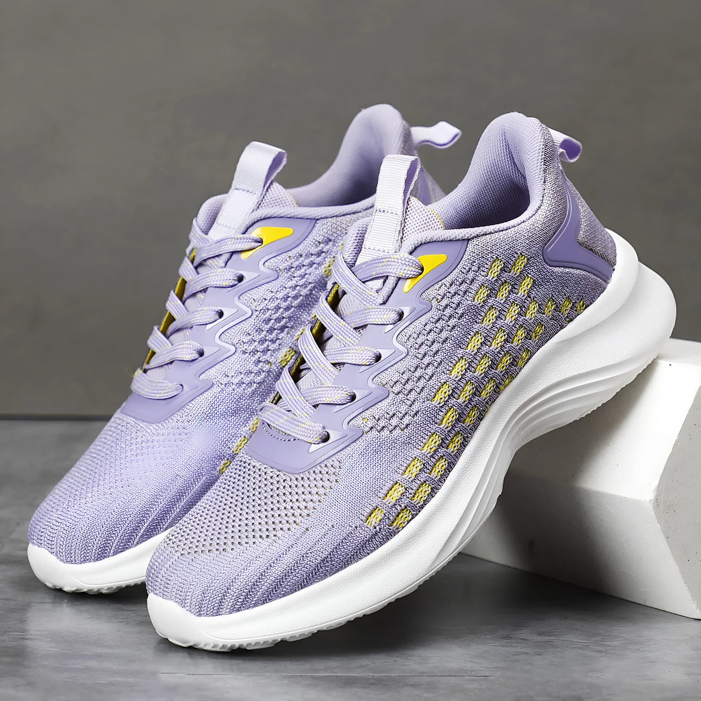 Women's Flyknit running shoes in lavender purple with EVA sole and mesh upper
