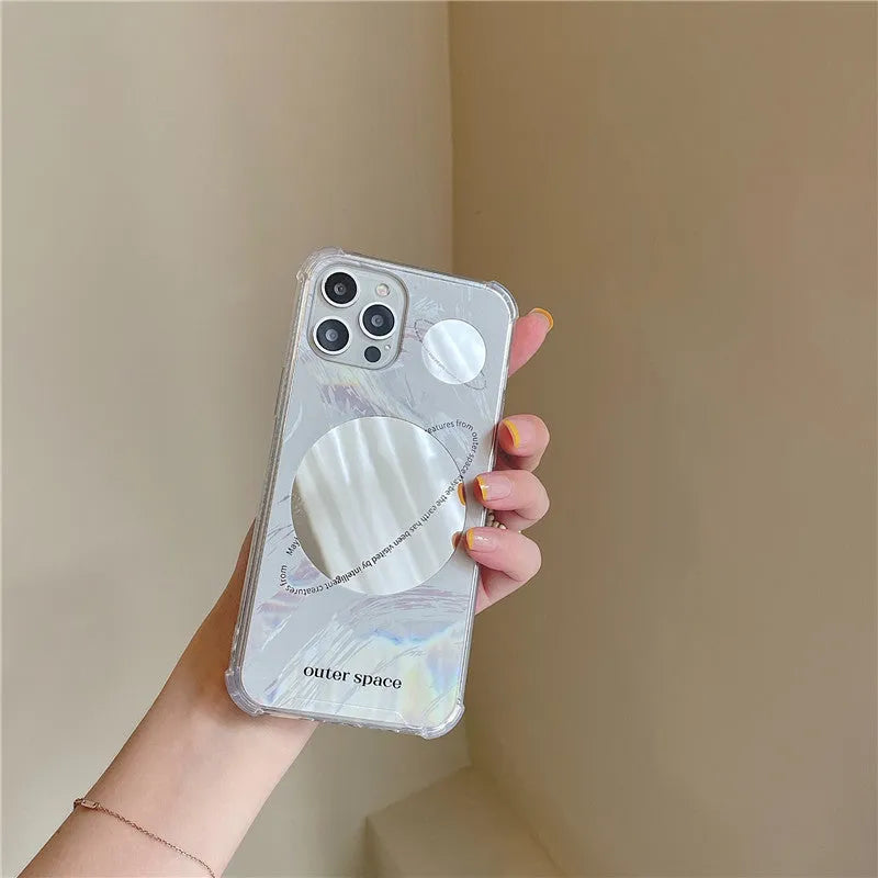 Cool Wind space planet mirror TPU phone case for iPhone 13 Pro Max in mirror-planet colour