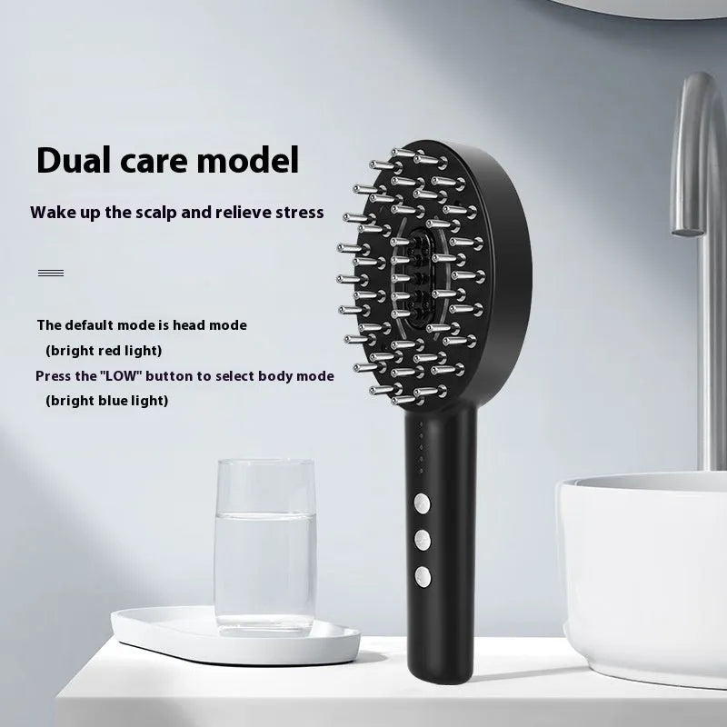 KD3802 Black scalp massage device with vibration head on a white background.