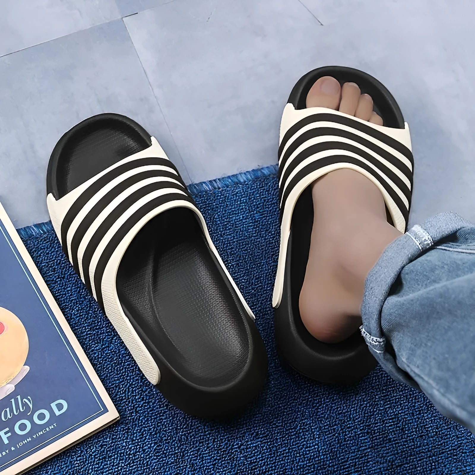 Unisex casual slippers with EVA sole and PVC upper in beige colour
