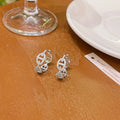 Ladies diamond design electroplated copper earrings in silver, gold or rose gold thick plating