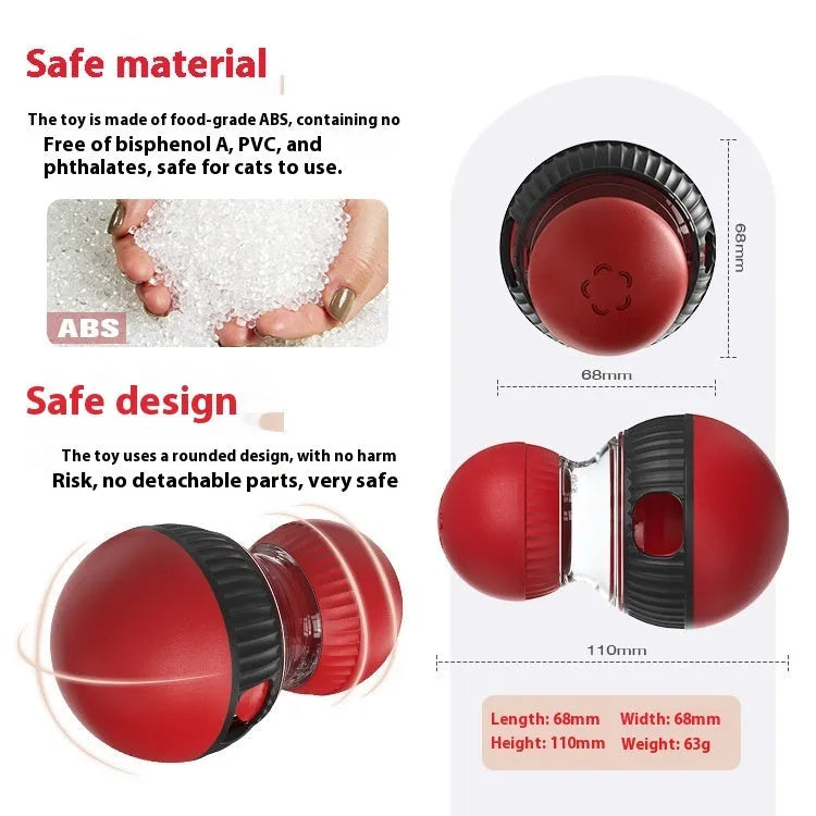 Plastic rotating cat toy with super ball colour design and food dropping mechanism