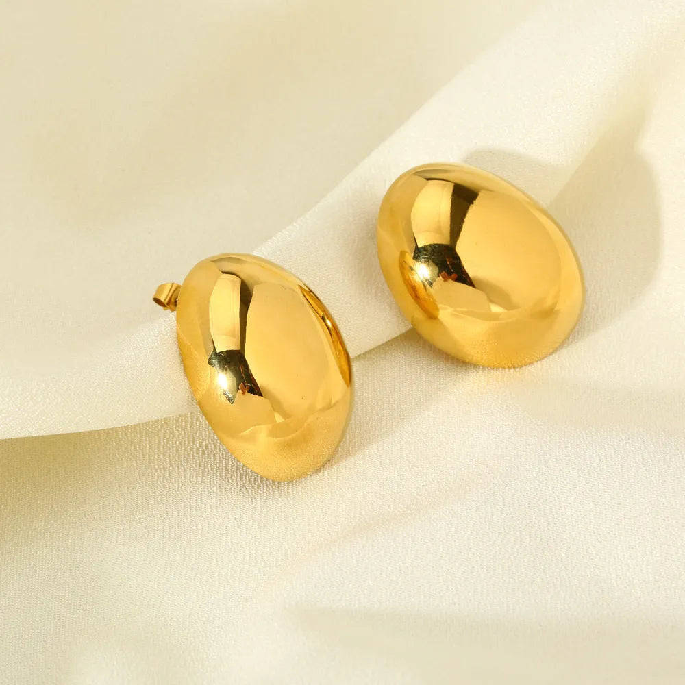 Geometric line earrings for women in gold colour DFE139 with a glazed surface, made from stainless steel.