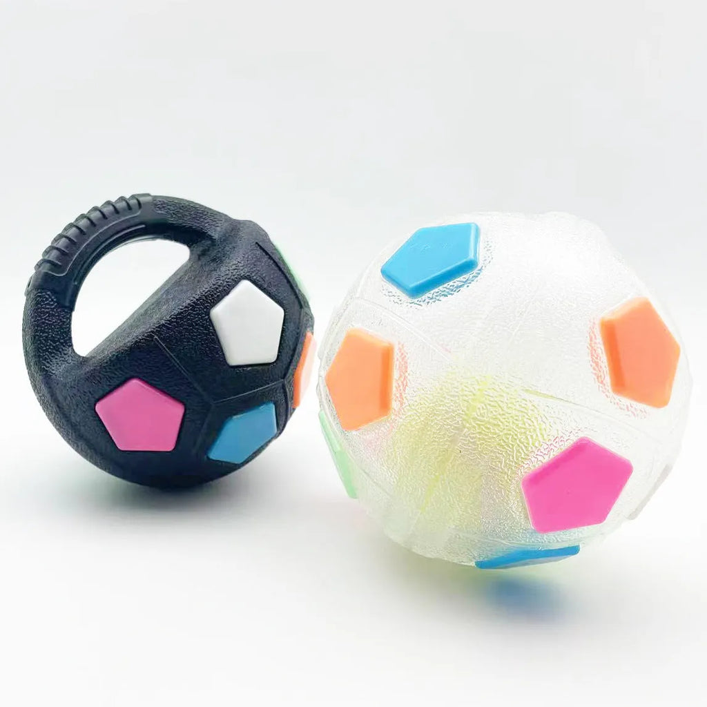 Dog toy soccer ball in white transparent TPR for border collie and labrador self-amusement