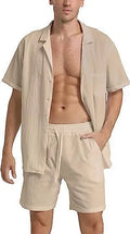 Men's summer sports shorts suit in flax, available in black white gray khaki and army green, sizes M to XXXL