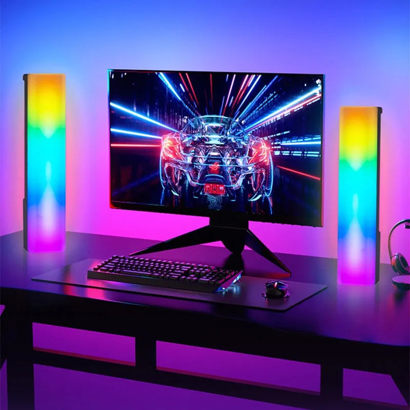 3D RGB music voice-activated rhythm lamp in black or white shell for PC gaming decor