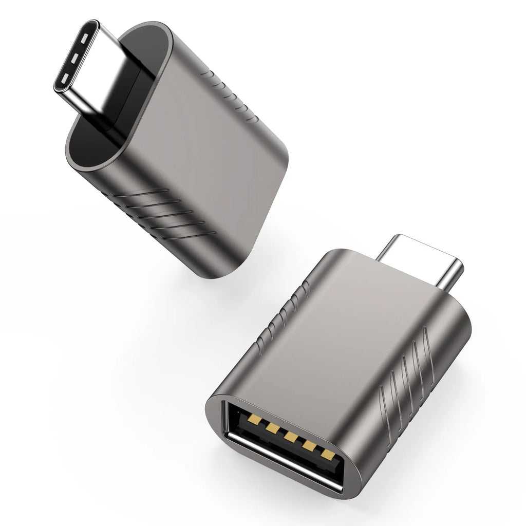 USB C to USB A converter adapter with zinc alloy shell in seven colour options supporting 10Gbps data transfer