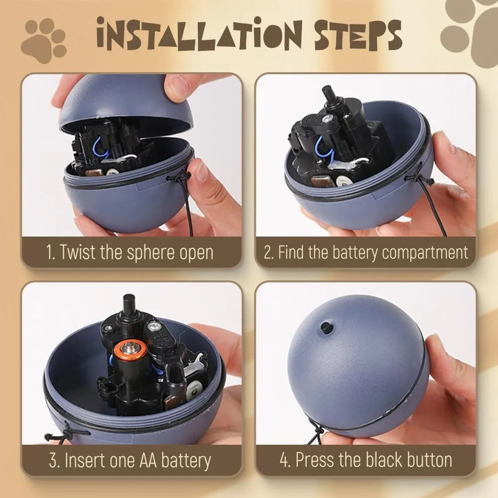 Automatic interactive cat ball toy in blue orange colour, self-rolling motion for indoor pets