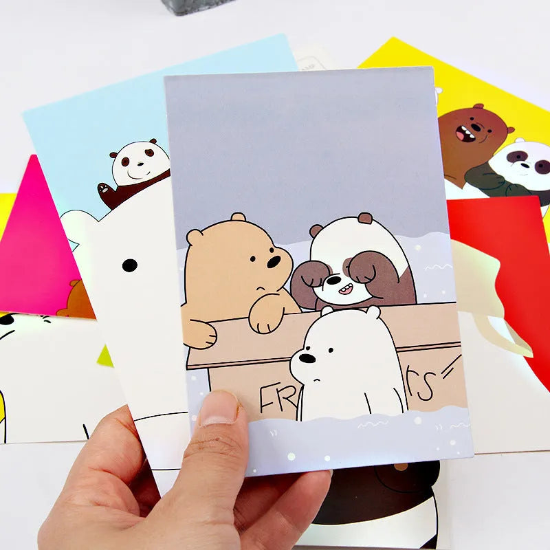 Nine retro Paris tower postcards with minimalist cartoon artwork in Japanese style designs
