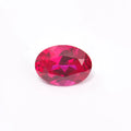 Cultivated pigeon blood red ruby gemstone showing different carat sizes and cut styles