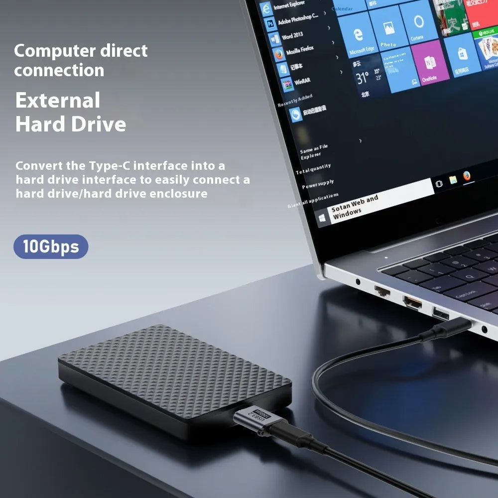 Micro B USB adapter converter for data transfer and charging, showing male and female Type-C and USB connectors.
