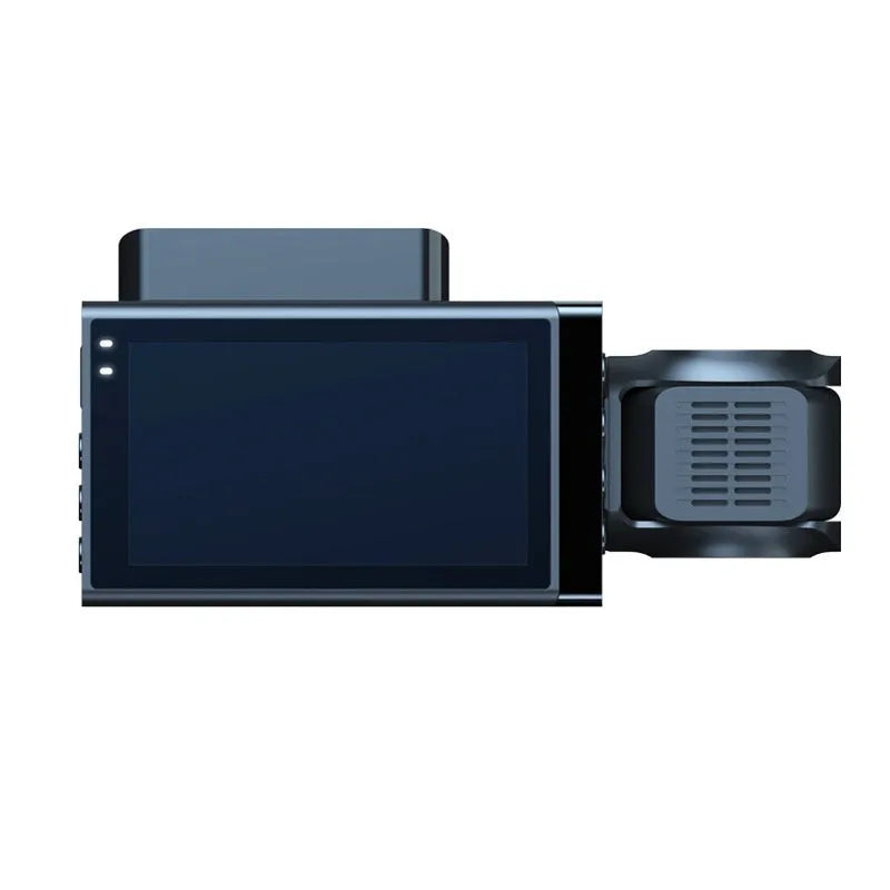 Black dash camera with 5-inch screen, front and rear 2K recording, WiFi and GPS features