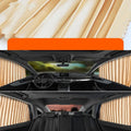 Retractable car sunshade curtain in opaque cloth, gold silver black colours, roller shutter design