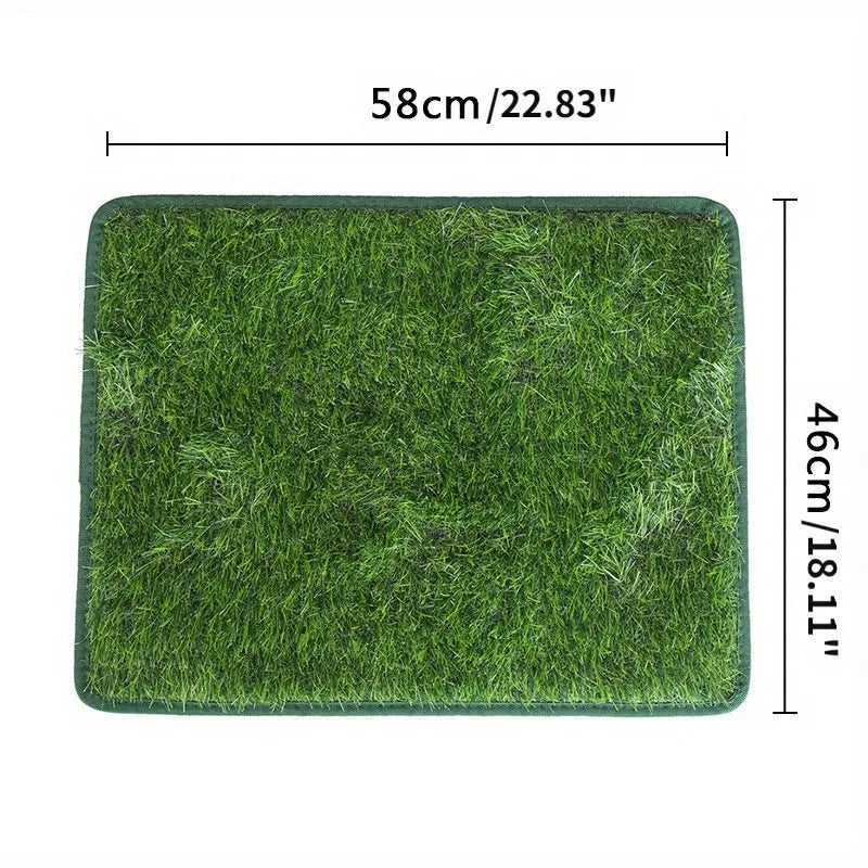 Artificial grass dog and cat toilet training mat showing three different size options