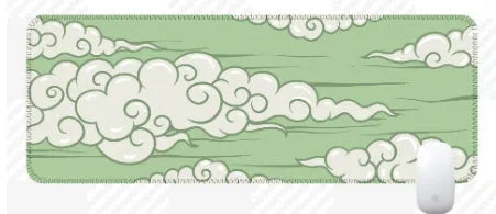 Large office desk mat with Japanese style pattern and natural rubber non-slip base.