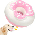 Donut-shaped dog chew toy in Coffee colour with embossed surface on a plain background