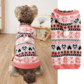 Knitted dog sweater with snowflake pattern and striped camouflage design in acrylic material
