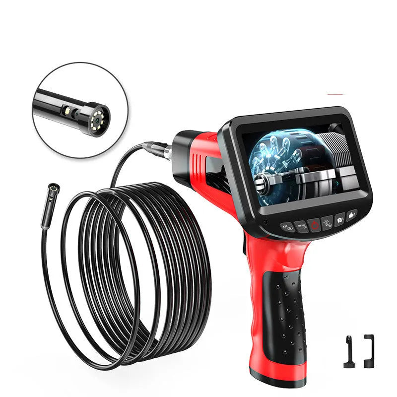 8.5mm dual-lens endoscope inspection camera with flexible snake pipeline and hard wire cable options