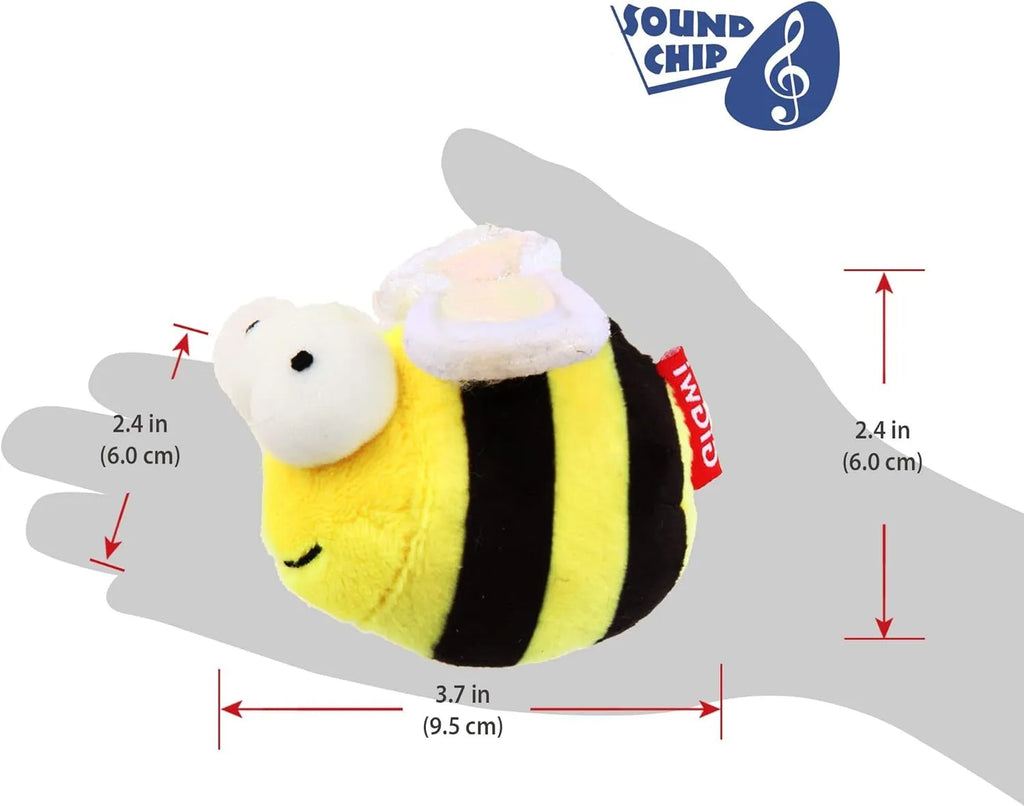 Yellow bee-shaped interactive cat toy with electronic motion-activated squeaking function