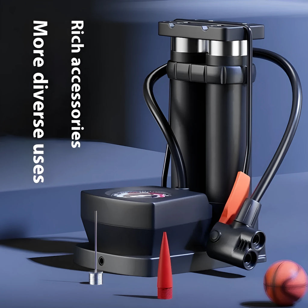 Foot tire pump for bicycle and motorcycle high pressure portable automobile air inflator with iron body and 170cm length