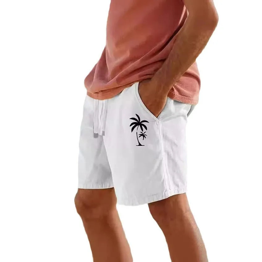 Men's cotton blend drawstring beach shorts in multiple colours with straight leg design