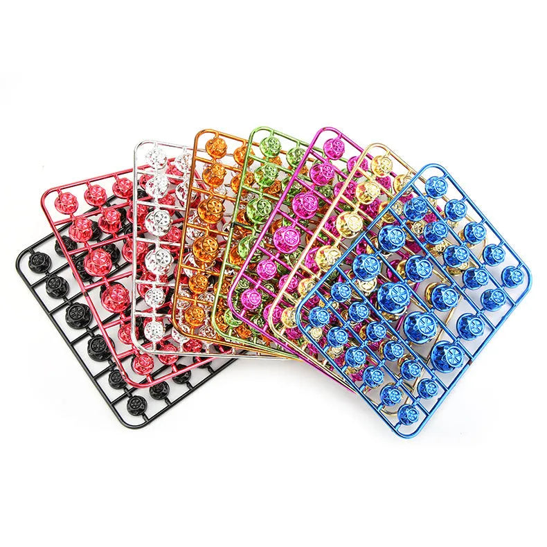Set of 30 coloured ABS plastic motorcycle screw caps for engine modification.