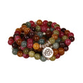 Multi-strand tourmaline bead bracelet with lotus clasp showing 108 beads on alloy chain