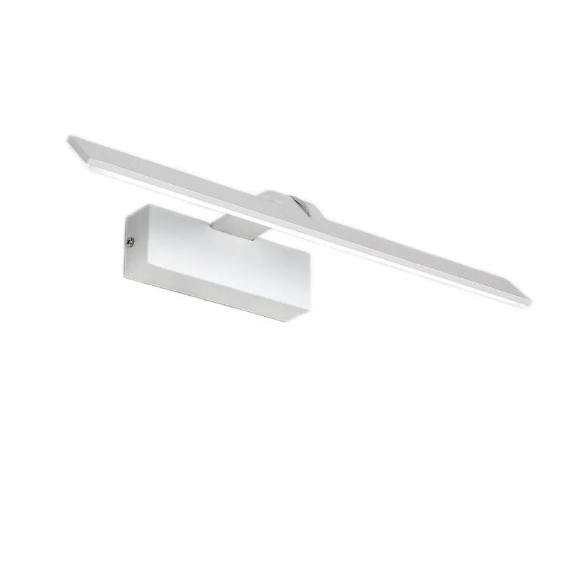 White LED bathroom mirror headlight showing three light colour options and available in multiple sizes.